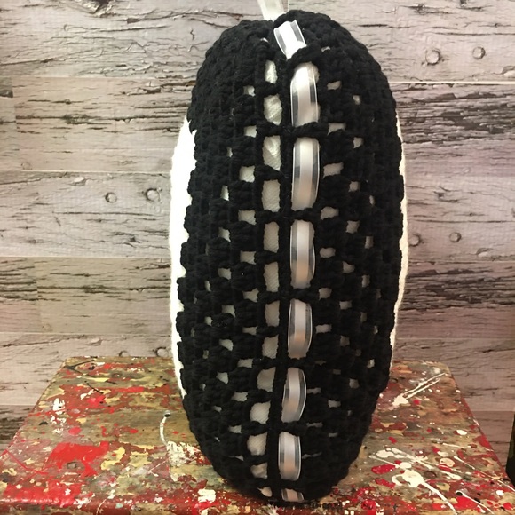 Handmade Black and White Granny Crochet -Style Throw Pillow - Picture 4 of 7